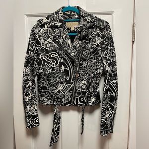 Michael Michael Kors Graffiti Leather Moto Jacket
